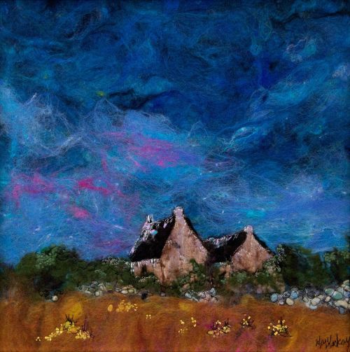 acharacle, ardnamurchan a felted painting by moy mackay