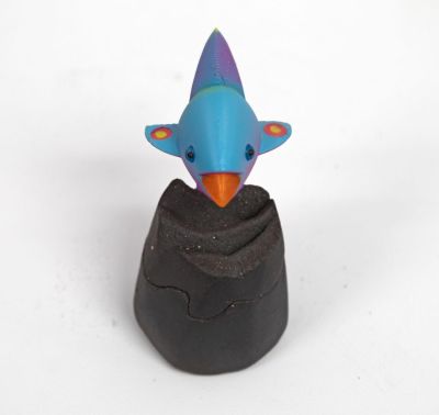 kurinuki bird box IV, with blue bird by Chris Barnes