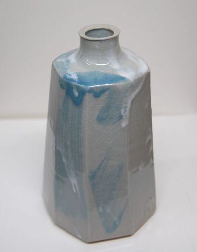 octagonal bottle vase, celadon glaze
