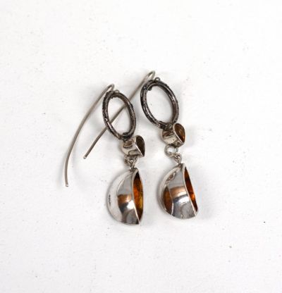 statement gold, silver and citrine earrings by ruth hollick