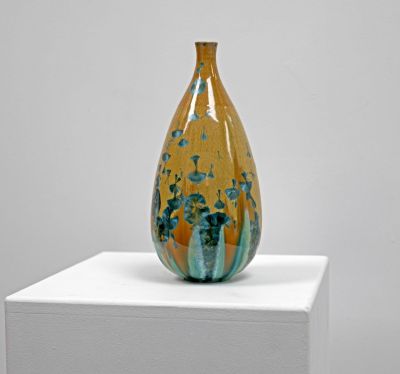 yellow crystalline vase by Maggie zerafa