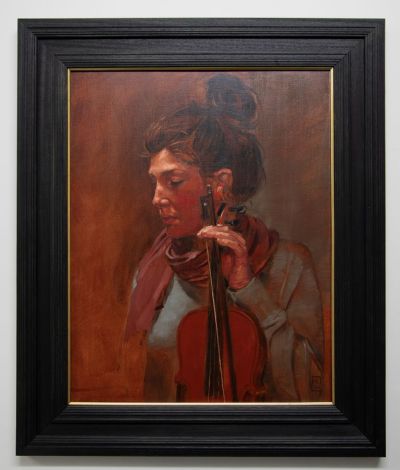 girl with fiddle by andrew sinclair