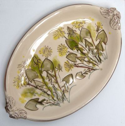 oval dandelion platter by michelle lowe